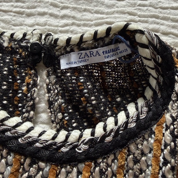 Zara Black, White & Burnt Orange Striped Midi Dress - Picture 10 of 12